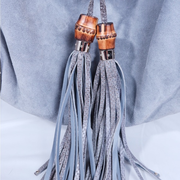 Vintage Gucci Indy Bag l large l Grey suede l Python - Picture 6 of 14